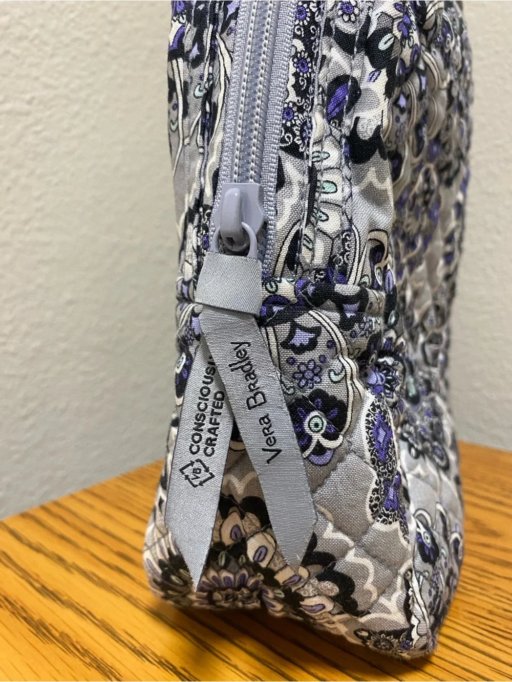 Vera Bradley Quilted Floral Lunch Tote Bag Grey Purple Preppy Academia Essential